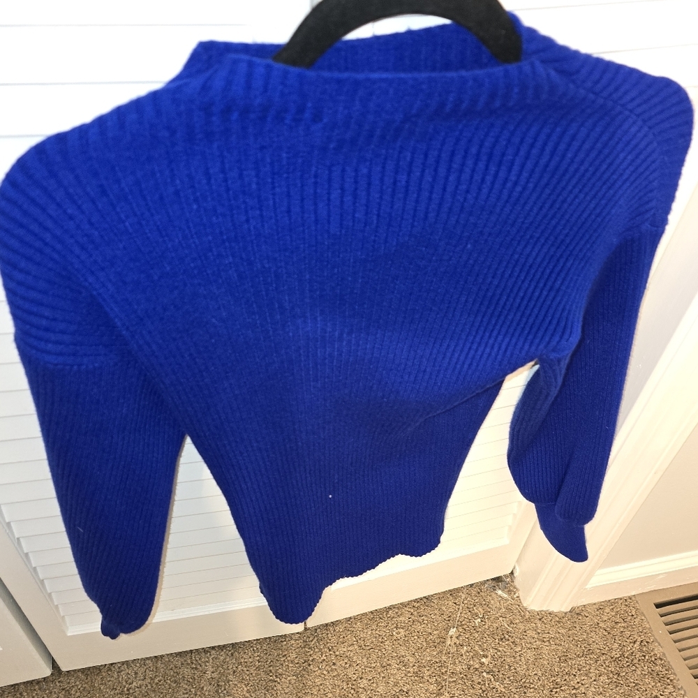 INC International Concepts Blue Ribbed Sweater Women’s Small - Picture 2 of 5